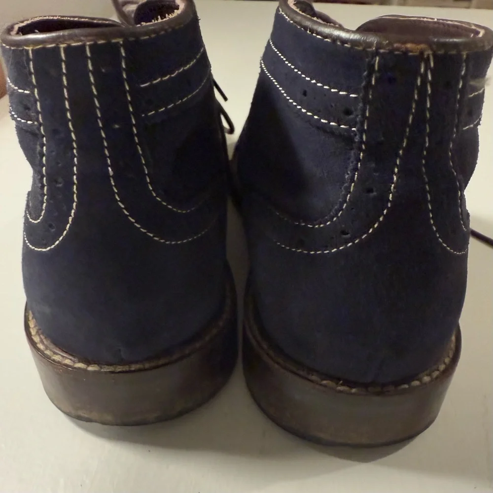 JOHNSTON & MURPHY Navy Chukka Ankle Boots Sz. 8.5M Suede Brogue Mens Lace-Up